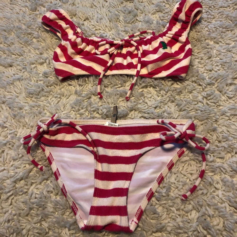 Pink and white striped juicy couture swimsuit